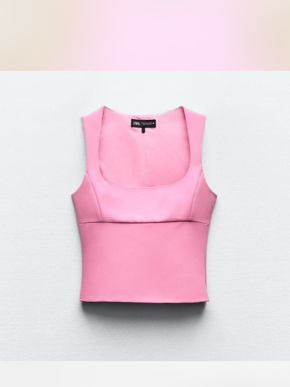 Zara Pastel Pink Square-Neck Tank